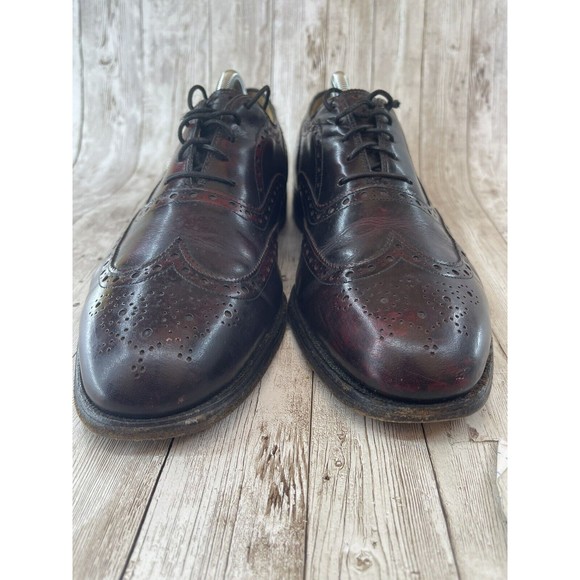 Johnston & Murphy Aristocrat 8.5 Cordovan Burgundy Leather Wingtip Dress Shoes - Picture 2 of 9